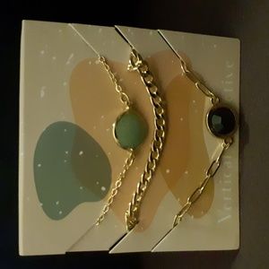 VERTICAL COLLECTIVE Three Gold-plated Chain Bracelets